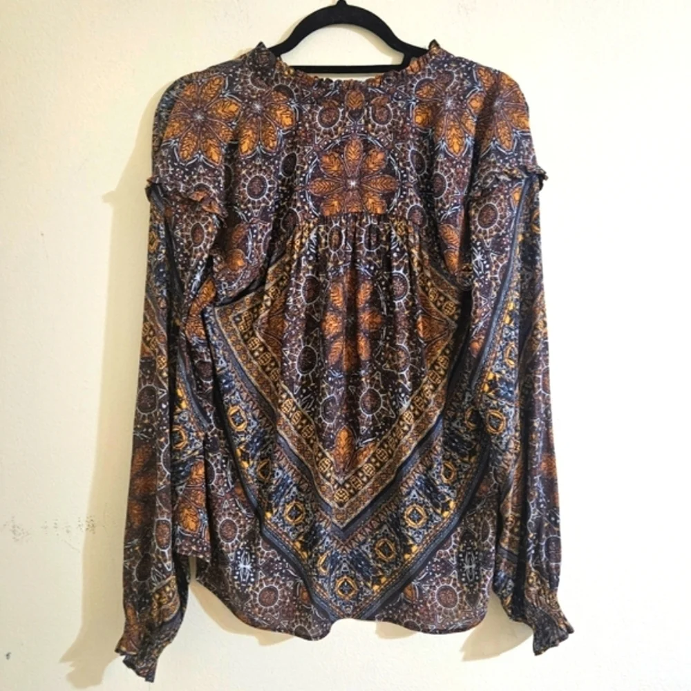 Free People Little Runaway Medallion Print Blouse